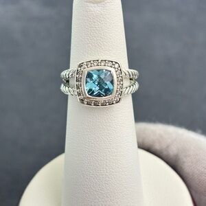 David Yurman Petite Albion Ring with Blue Topaz & Diamonds 5